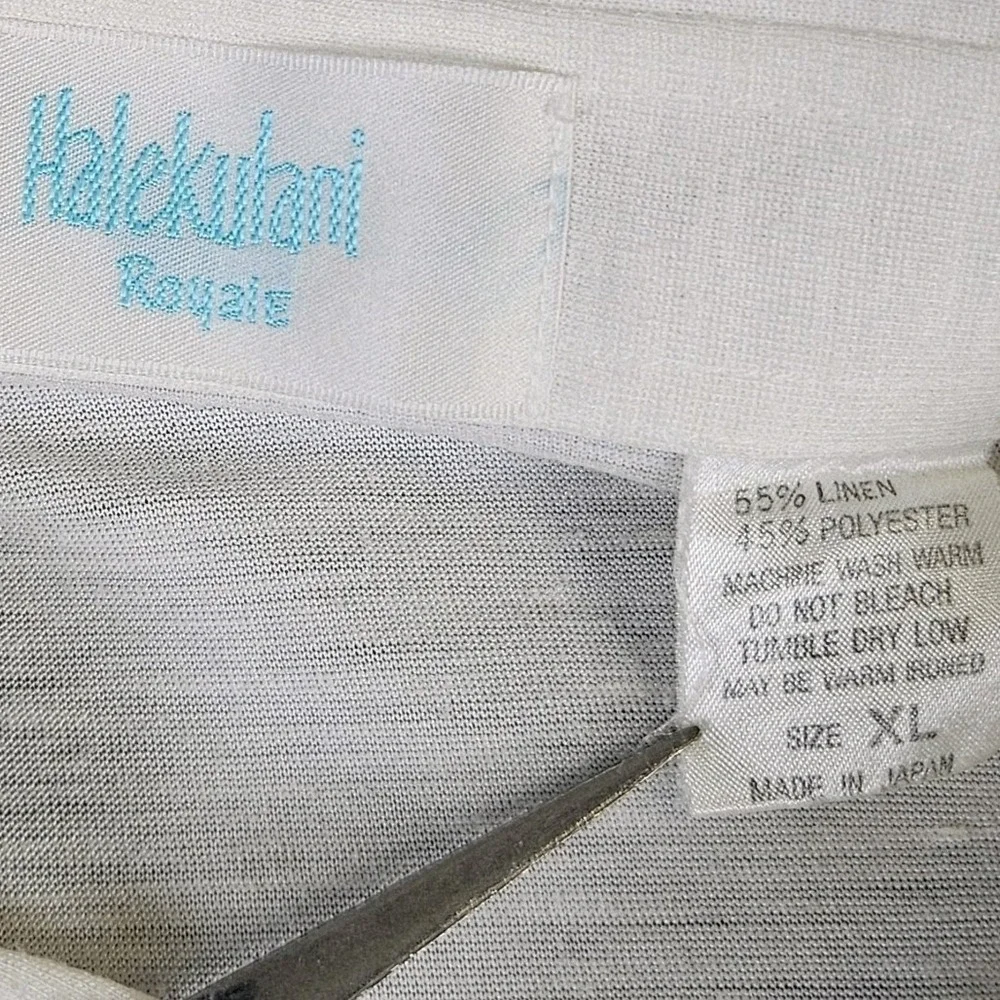 Hawaiian Resort Polo Shirt Mens XL Linen Blend Lightweight Minimalist Halekulani